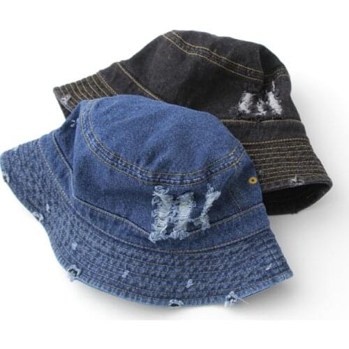 Free shipping High Quality Bucket Hats Unisex Denim Fishing Outdoor Sun Cap Flat cotton Hunting Visor Floppy Chapeau Hip Hop Cap