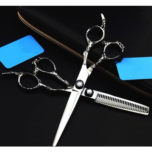 Professional japan 440c 6 inch Hollow hair scissors salon cutting barber makas haircut thinning shears hairdressing scissors set