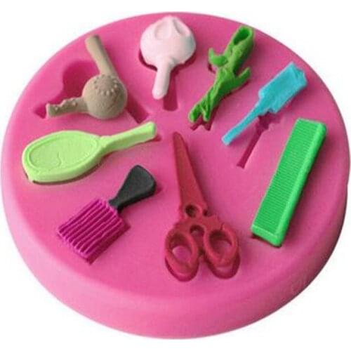 Comb Brush Mirror Girl Makeup Fondant Chocolate Silicone Mold Cake Decoration DIY Baking Tools Candy Pastry Mould Ice Cube Molds