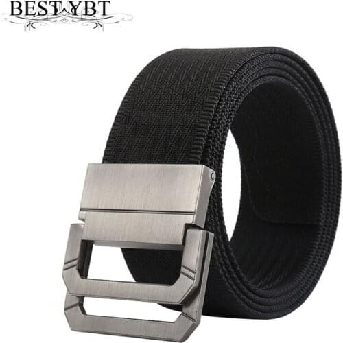 Best YBT Unisex Canvas Belt Alloy Double Ring Belt Outdoor Sport Cowboy Pants Army Tactical Men And Women Belts