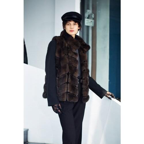 FURSARCAR Luxury Real Mink Fur Vest Women Autumn&Winter Warm Outerwear Female Fur Gilet Womens Park With Natural Fur