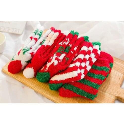 2020 New Christmas Socks Autumn Winter Trendy Soft Thick Warm Coral Velvet Socks Female Sweet Christmas Gift Party Favors