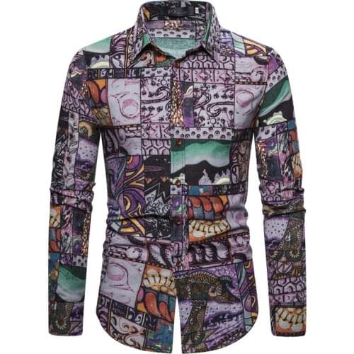 Men Floral Shirt Long Sleeve Slim Fit New Fashion Pattern Business Daily Life Office Work Formal Casual Party Prom Spring Autumn