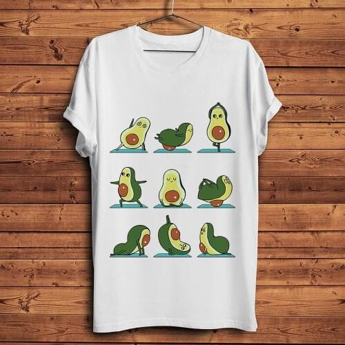 Cute Avocado yoga series funny t shirt men new white casual tshirt homme unisex fresh style streetwear t-shirt short sleeve