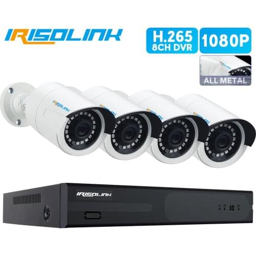 Irisolink 1080P Cctv Video Surveillance System 8CH H.265 5in1 DVR 4pcs Surveillance Cameras Nightvision IP67Waterproof CCTV Kits