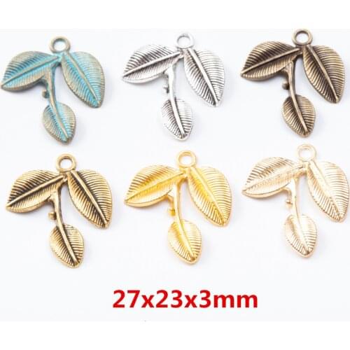 20pcs Vintage Ancient leaves zinc alloy charms pendant suitable for DIY Bracelet Necklace metal jewelry accessories 7431