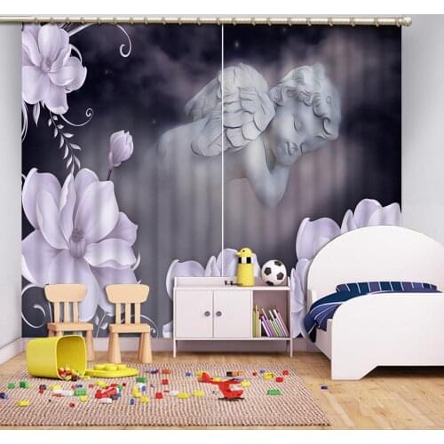 3D Living Room Curtains Custom Modern cartoon Kids Room Curtains Blackout silk Photo Curtain Childhood photos