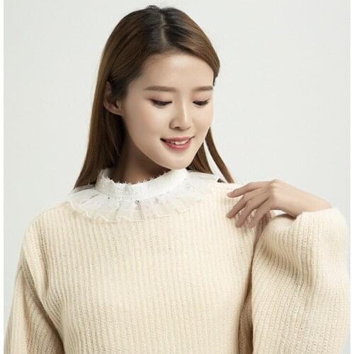 Women Stand Fake Collar Blouse Lace Floral Detachable Shirt Collar False Collar Lapel Blouse Dress Clothes Accessories