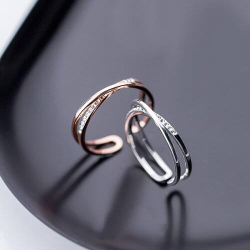 925 Sterling Silver Rose Gold Girl Gift Mom Simple Cross Stones Crystals Womens Ring Jewellery Dropshipping Aliexpress 2019