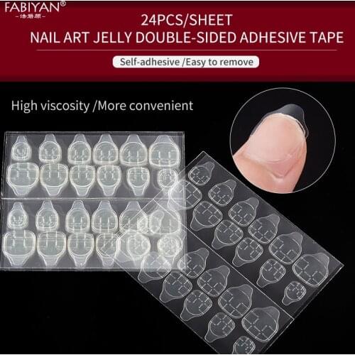 10Sheets Nail Art Adhesive Stickers Double Sided Glue Extension Fingernail Toenail Tools On False Nail Tips Jelly Transparent