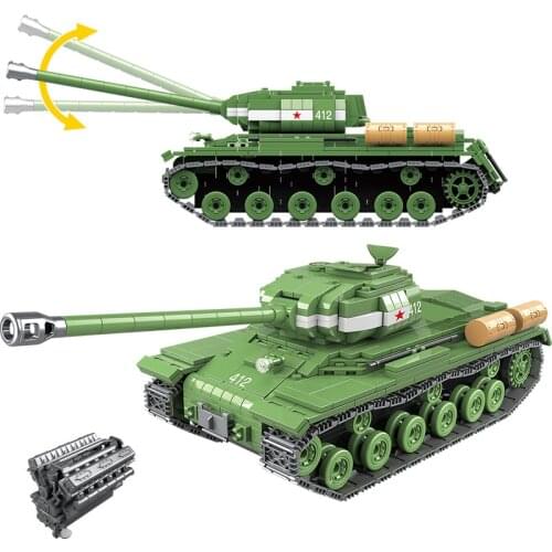 1068pcs Military IS-2M Heavy Tank Soldier Weapon Building Blocks WW2 Russia Tank Bricks Army Kids Children Toys Gifts