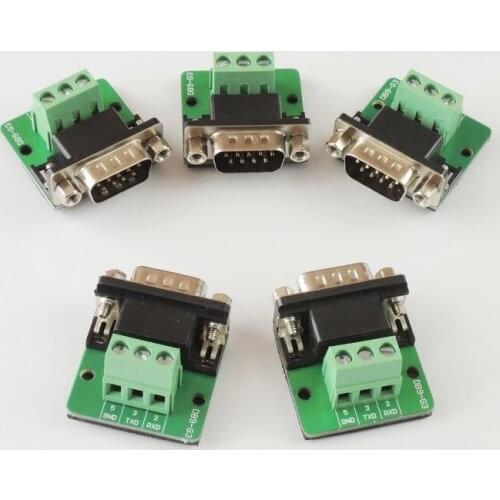 5pcs/lot Free shipping DB9 male 9 Pin Port Signals Breakout Board Screw terminals adapter plate