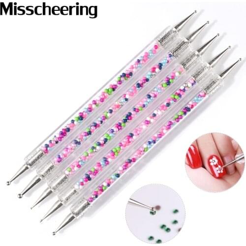 5Pcs Set Caviar Nail Art Dotting Pen Acrylic 2 Way UV Gel Painting Drawing Brush Salon Decorations Manicure Tools Kit