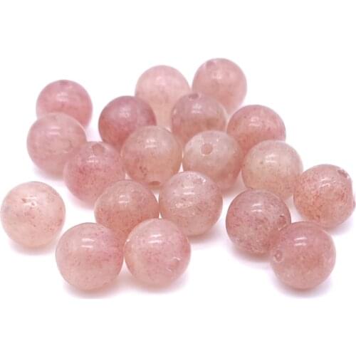 8mm Natural Stone Crystals Beads Natural Stone Strawberry Quartz Round Loose Spacer Beads Necklace Bracelet Jewelry Making