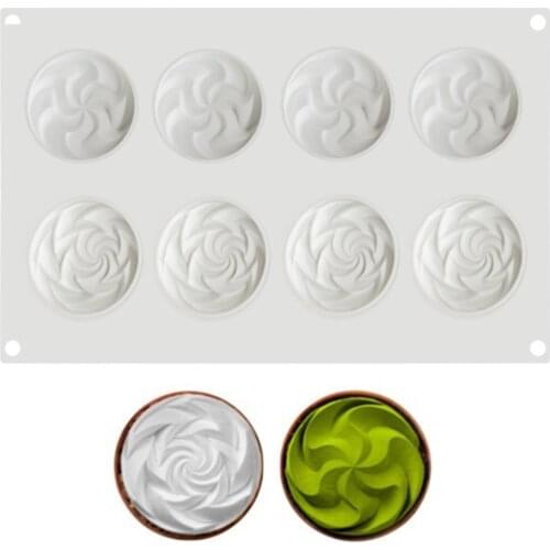 8 Cavity Silicone Cake Mold Chocolate Brownie Mousse Mould 3D Spiral French Dessert Pan Muffin Pastry Tray Baking Tools