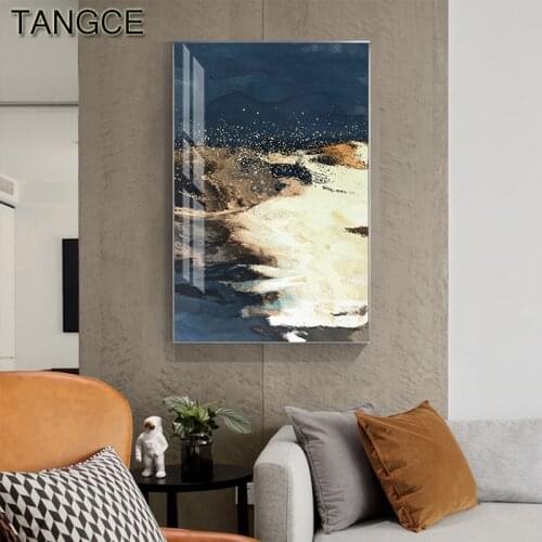 Abstract Blue White Canvas Painting Color Block Posters and Prints Minimalist Wall Art Picture for Living Room Nordic Home Decor