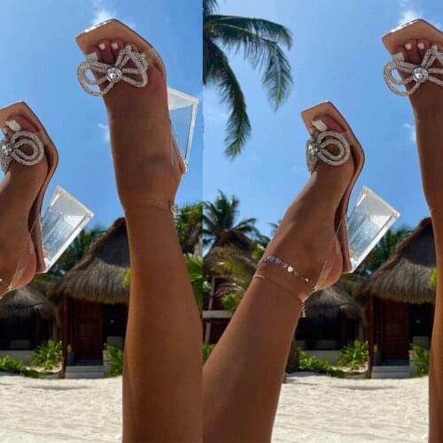 Big Size Female Shoes For Women Sandals 2021 Rhinestones Butterfly-knot High Heels Peep Toe High-Heeled Ladies Party Woman Pumps