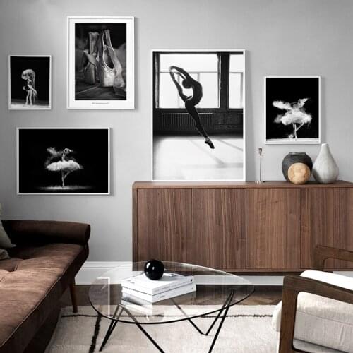 Dance Room Decoration Posters and Prints On The Wall Canvas Ballet Girl Paintings for Interior Black White Picture for Home