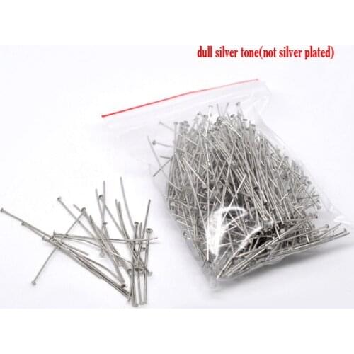 DoreenBeads 400PCs Silver Color Head Pins Jewelry Findings for DIY Jewelry Making Accessories Head Pins 0.7x40mm(21 gauge)