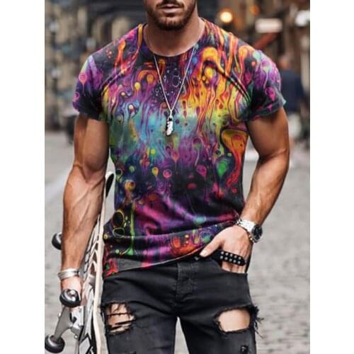 Summer New Men Fashion scrawl Harajuku Printed O Collared Ethnic Style T Shirts Mens Oversized Vintage Short Sleeve Tshirts