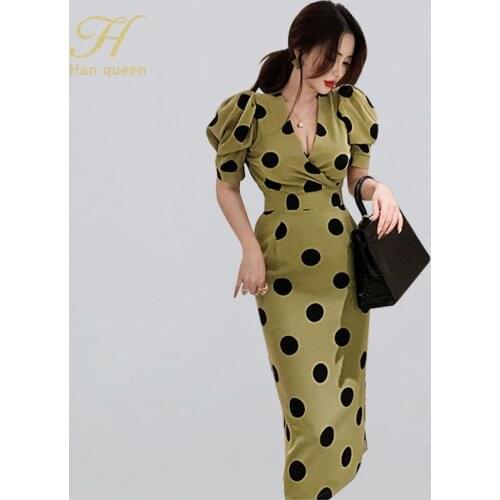 Летние платья в горошек H Han Queen China At AliExpress