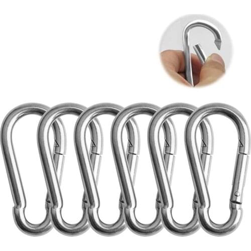 Carabiner Heavy Duty 304 Stainless Steel M6 Carabiner Snap Hook Gauge Steel Carabine Swivel Spring Clip for Hiking Camping