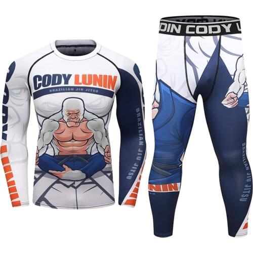 Kickboxing bjj mma t-shirt muay thai rashguard for men boxing jerseys mma compression shirts + pant set gym sport gi clothing