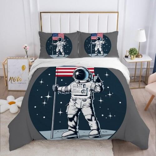 Cartoon Childrens Bedding set for kids baby Duvet cover set pillow case Bed linens Quilt cover Bed set Single Space grey
