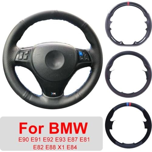 DIY Leather Car Steering Wheel Cover For BMW E90 E91 E92 E93 E87 E81 E82 E88 X1 E84 Auto Interior Customized Steering Wheel Wrap