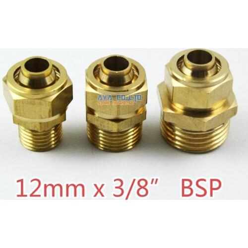 10 Pieces 12mm x 3/8" BSP Brass Straight Male Pneumatic Pipe Hose Quick Coupler Connector Coupling Fitting