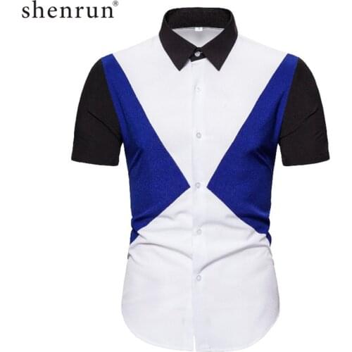 Shenrun Summer Shirts Short Sleeve Matching Color Fashion Japanese Style Business Formal Casual Shirt Beach Holiday Daily Life