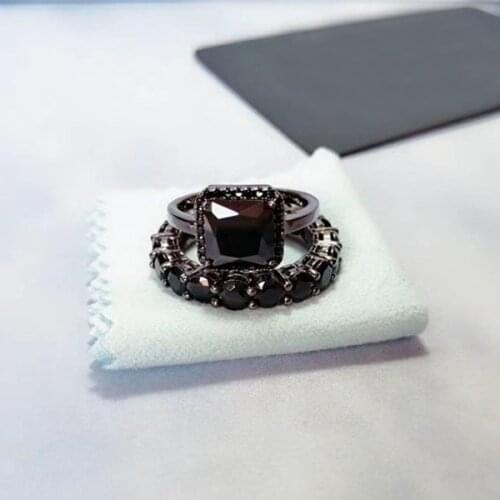 Designer Fashion 925 Sterling Silver Jewelry 3A Cubic Zirconia Party 2Pc Ring