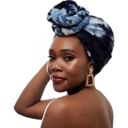Fashion Tie-dyed Jersey Cotton Hijab Turban For Black Women Muslim L Size Headband Long Shawl Scarf Autumn Winter Islam Headwrap