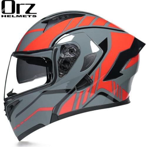 2021 Latest Motorcycle Helmets Modular Dual Lens Motocross Helmet Full Face Safe Helmet Flip Up Moto Bike Helmets Motocross