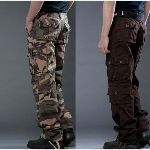 Mens Baggy Pants Winter Loose Camouflage Tooling Pocket Trousers Cotton Straight Cargo Pants Plus Size Mens Men Clothing