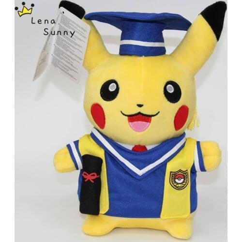 5Pieces/Lot Graduation Anime Pikachu Soft Plush Toy,Blue Cosplay Clothes Pikachu Stuffed Dolls For Kids/Student