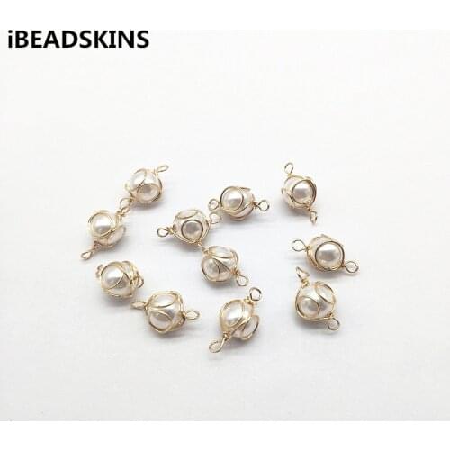 New arrival! 18X8mm 50pcs Copper wire winding imitation pearl Round Connectors for Necklace Earrings parts,hand Made Jewelry DIY