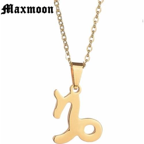 Maxmoon Capricorn Necklace Signs 12 Star Zodiac Constellation Stainless Steel Necklace Horoscope Astrology Galaxy Necklaces