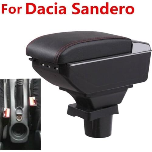 For Dacia Sandero armrest box central Store content Storage box Dacia armrest box with cup holder ashtray USB interface