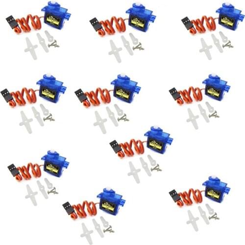 10pcs/lot 9g SG90 Mini Servo Motor Analog Servos with Accessories For 450 RC Helicopter Airplane Car Boat