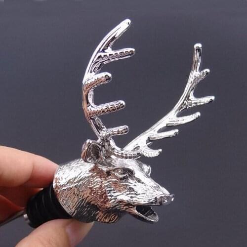 Alloy Deer Head Wine Bottle Cork Pourer Stopper Deer Stag Wine Pourer Aerator With Silicone Rubber Barware Decor Tools ZA3106