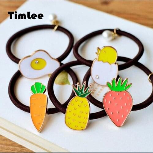 Timlee H014 BD Lovely Fresh Pineapple Strawberry Egg Carrot Hair bands Hair rope