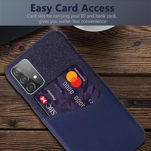 Febric Card Holder Cover For Samsung Galaxy A52 A72 A32 A42 Coque Cloth Texture PU Antiskid Case For Samsung A 72 52 32 42 Funda