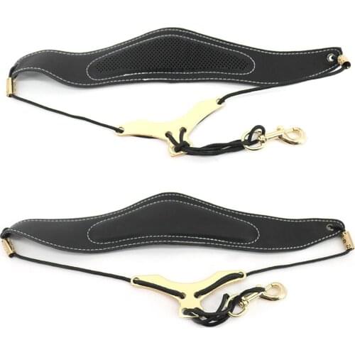 Universal Adjustable Saxophone Neck Strap PU Leather Sax Strap Metal Hook for Tenor/ Soprano/ Alto Saxophones Accessories