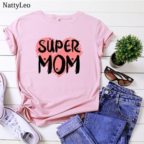 Mothers Day Plus Size Women Tshirt Love Heart Print Shirts Women Fashion Clothing O Neck Short Sleeve Tees 100%Cotton Tops