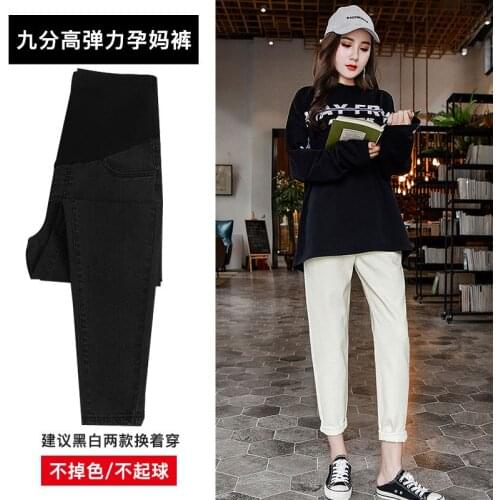 Winter Fleece Loose Cooton Maternity Jeans Pregnancy Abdominal Pants Boyfriend Jeans Maternity Pants For Pregnant Women Clothes