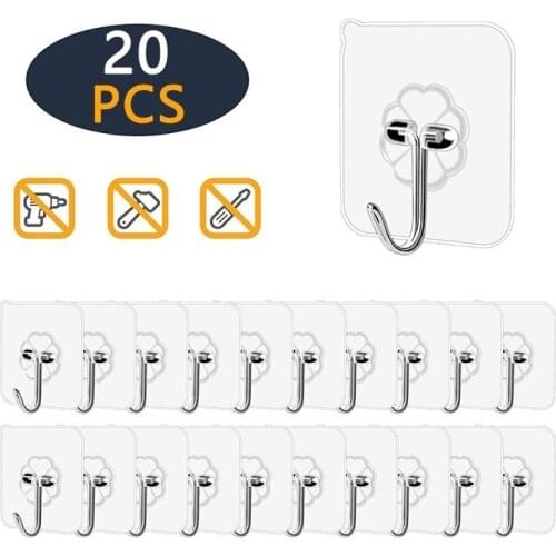 1-20Pcs 6x6cm Transparent Strong Self Adhesive Door Wall Hangers Hooks Suction Heavy Load Rack Cup Sucker for Kitchen Bathroom