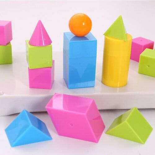 1set Geometric Solids Mathematics Teaching Aids Children Kids Early Educational Cognitive Toys Gift Kindergarten Supply