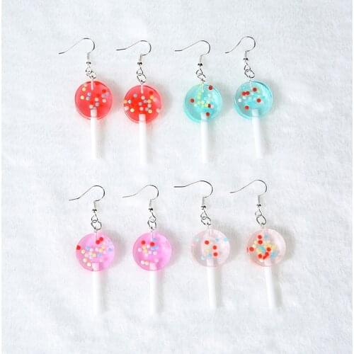 1pair Women lollipop Earring flatback resin candy birthday Gifts fashion Earrings Fashion Jewelry