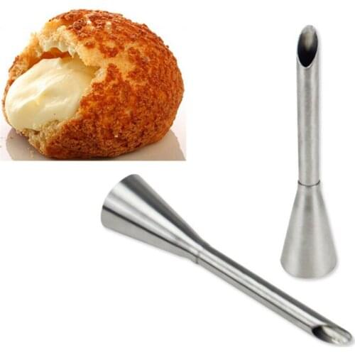 1Pcs Confectionery Packing Cream Stainless Steel Long Puff Nozzle Icing Piping Nozzle Tip Set Confectionery Syringe with Nozzles